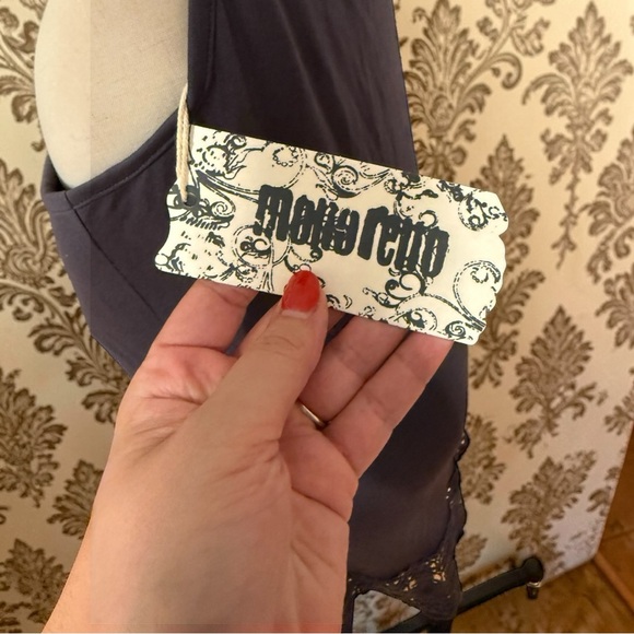 Mono Rello (Monorello) NWT Lace Hem Cami Tunic Charcoal Gray Size S - Picture 6 of 8